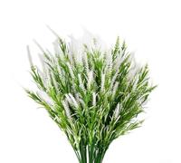 12 piece artificial greenery monkey grass set for outdoor and indoor decoration, featuring plastic stems that can be detached and reshaped for varied display (White)