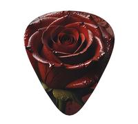 12-Piece Blood Rose print Guitar Pick Set - Available in 3 Thicknesses, Suitable for Acoustic and Electric Guitars