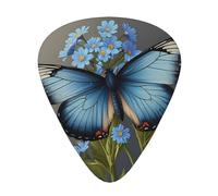 12-Piece blue butterfly flowers cartoon print Guitar Pick Set - Available in 3 Thicknesses, Suitable for Acoustic and Electric Guitars