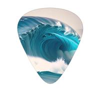 12-Piece Cartoon blue sea wave Patterned Guitar Pick Set - Available in 3 Thicknesses, Suitable for Acoustic and Electric Guitars