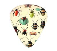 12-Piece Cartoon small insects print Guitar Pick Set - Available in 3 Thicknesses, Suitable for Acoustic and Electric Guitars