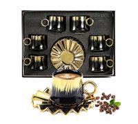 12 Piece Ceramic Afternoon Tea Set - 3.5oz/100ml Cappuccino Cup & Saucer Set, Espresso Coffee Service Set- Stacking Tea Coffee Cups, Porcelain Mugs Turkish Coffee Service Set, for Cappuccino Latte