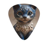 12-Piece Ceramic Kitten print Guitar Pick Set - Available in 3 Thicknesses, Suitable for Acoustic and Electric Guitars