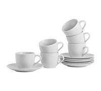 12 Piece Classic White Teacup & Saucer Set - 200ml