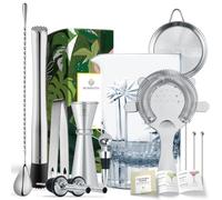 12-Piece Cocktail Mixing Glass Set, 24 oz Crystal Bartender Kit, Silver