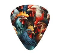 12-Piece colorful roosters standing together Guitar Pick Set - Perfect for Beginners and Professionals (Bass, Electric, and Acoustic Guitars)