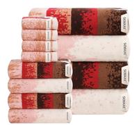 12-Piece Cotton Bath Towel Set for Bathroom, Hanging Loops, Ombre Gradient