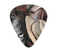 12-Piece Cowboy Black Hat Western Boots Patterned Guitar Pick Set - Available in 3 Thicknesses, Suitable for Acoustic and Electric Guitars