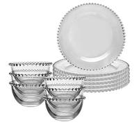 12 Piece Crockery Set for 6 Glass Plates & Bowls Dining Tableware
