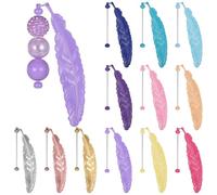 12-Piece Customizable Beadable Feather Bookmarks, Vintage Metal Bookmarks for Gift Giving, Students, and Teachers