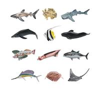 12 Piece Deep Sea Fish Model Set Animal Learning Toys For Kids Educat