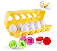 12-Piece Egg Color & Shape Sorter Puzzle 1-3 Years - Easter/Travel Game, Early Learning Fine Motor Skill Gift for Toddlers