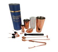 12 Piece Essential Stainless Steel Bartender Cocktail Boston Style Shaker Gift set, Professional Bar Tools for Drink Mixing, Home, Bar, Party (Copper)