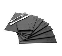 12 Piece Faux Leather Table Set | 6 Placemats & 6 Coasters | Party Place Mats | Table and Set Coaster Set | M&W (Black)