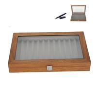 12 piece fountain pen gift box made of natural walnut and high-definition glass, creating a luxurious display for storing fountain pens and brushes. This is a very thoughtful gift.