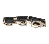 12 Piece Garden Sofa Set Solid Wood Pine