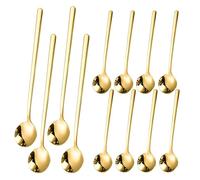 12-Piece Gold Espresso Spoons Set, 4 x 20cm & 8 x 13cm - Elegant Coffee Stirring Spoons for Cappuccino, Latte, Dessert-Durable & Stylish Cutlery for Home, Café, Gifting