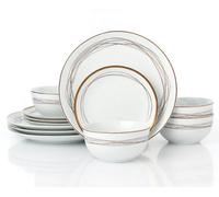 12pc Gold Swirl Porcelain Dinner Set
