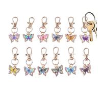 12-Piece Gradient Rainbow Butterfly Keychains | Resin Keyring Set For Gender Reveal, Birthday, Wedding, Party Favors And Valentine’s Day , 5cm Cute Colorful Key Holder