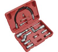 12 Piece Grease Gun Adaptor Kit - Couplers Nozzles & Adaptors - Flexible Hose