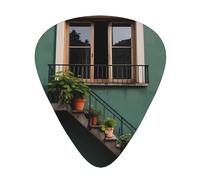 12-Piece Green plant stairs Patterned Guitar Pick Set - Available in 3 Thicknesses, Suitable for Acoustic and Electric Guitars
