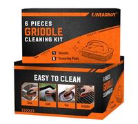 12-Piece Griddle Cleaning Kit for Blackstone, Flat Top Grill Cleaning Kit Non-Scratch Scouring Pads for Kitchen - 10 Scrubber Pads and 2 Handles