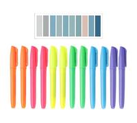 12-Piece Highlighter and 1-Piece Index Sticker, Water-Based Color Pen, Marker Pen, Study and Office Supplies, Student Stationery