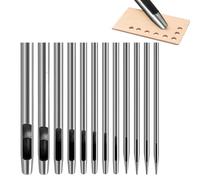 12-Piece Hole Punch Set, 12 x 8 cm Silver Round Work Tool, Hollow Leather Punch, Polished Alloy Metal, 280 g, Carbon Steel Circle Cutter with High Hardness for Repairing U