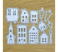 12 Piece Houses, Trees & Lamppost Metal Cutting Dies Set, Street Scene Dies Set, Die Cutters, Stencils, Card Making, Scrapbooking, Paper Crafts, Photo Albums F9
