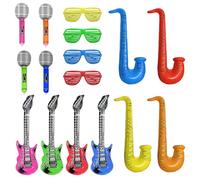 12-Piece Inflatable Musical Instrument Set with 4 Glasses, Inflatable Party Props, Inflatable Guitar, Party Supplies, Rock Party Decorations, Photo Booth Props, Holiday Cosplay