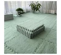 12-Piece Interlocking Plush Foam Floor Mats - Fluffy EVA Carpet Tiles for Bedroom Game Room Parlor - Soft Shaggy Playmat (Green 20 pcs)