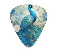 12-Piece Jasmine Blue Peacock Guitar Pick Set - Perfect for Beginners and Professionals (Bass, Electric, and Acoustic Guitars)