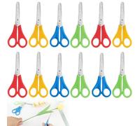 12-Piece Kids Safety Scissors Set - Blunt Tip Children’s Scissors with Plastic Handles - for Preschool Crafting, Scrapbooking, and Art Projects - Includes cm-Scale for Easy Measurement