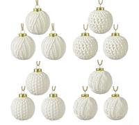 12 Piece Knitted Christmas Ball Ornaments Set with Crochet Patterns for Tree and Window Decorations for Cozy Home Decor