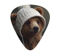 12-Piece Little bear with white hat print Guitar Pick Set - Available in 3 Thicknesses, Suitable for Acoustic and Electric Guitars