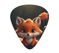 12-Piece little fox and rose Patterned Guitar Pick Set - Available in 3 Thicknesses, Suitable for Acoustic and Electric Guitars