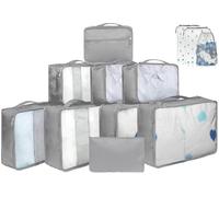 12-Piece Luggage Organiser Set, Large/Medium/Small Packing Cubes for Travel & Home Storage, 12-Piece Packing Cube Collection with Storage Bags (12PCS Grey)