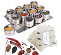 12-Piece Magnetic Spice Jar Set | Kitchen Essentials Seasoning Organizer | Durable Spice Tins with Sift-Pour Lids & Clear Viewing Window | Ideal for Kitchen Refrigerator & Cabinet Organization