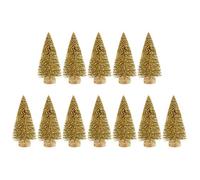 12 Piece Miniature Tree Small Bottle Brush Tree Artificial Sisal Snow Frost Tree Cedar, Winter Ornaments Tabletop Model Tree for
