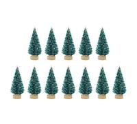 12 Piece Miniature Tree Small Bottle Brush Tree Artificial Sisal Snow Frost Tree Cedar, Winter Ornaments Tabletop Model Tree for