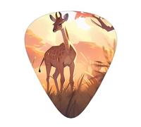 12-Piece Mixed Thickness African savannah giraffe calf Patterned Guitar Pick Set - Designed for Acoustic and Electric Guitars