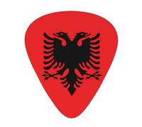12-Piece Mixed Thickness Albanian flag Patterned Guitar Pick Set - Designed for Acoustic and Electric Guitars
