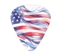12-Piece Mixed Thickness American flag Patterned Guitar Pick Set - Designed for Acoustic and Electric Guitars