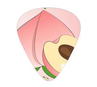 12-Piece Mixed Thickness cartoon peach patterns Guitar Pick Set - Designed for Acoustic and Electric Guitars