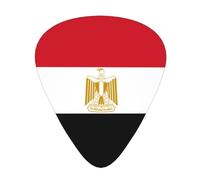 12-Piece Mixed Thickness Egyptian flag Patterned Guitar Pick Set - Designed for Acoustic and Electric Guitars