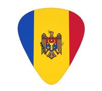 12-Piece Mixed Thickness Flag of Moldova Patterned Guitar Pick Set - Designed for Acoustic and Electric Guitars