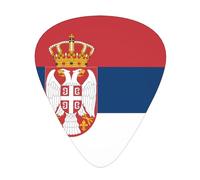 12-Piece Mixed Thickness Flag of Serbia Patterned Guitar Pick Set - Designed for Acoustic and Electric Guitars