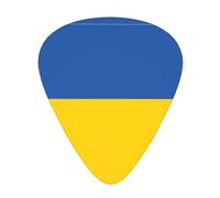 12-Piece Mixed Thickness Flag of Ukraine Patterned Guitar Pick Set - Designed for Acoustic and Electric Guitars