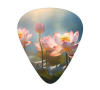 12-Piece Mixed Thickness flowering lotus Patterned Guitar Pick Set - Designed for Acoustic and Electric Guitars