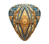 12-Piece Mixed Thickness geometric fresco patterns Guitar Pick Set - Designed for Acoustic and Electric Guitars